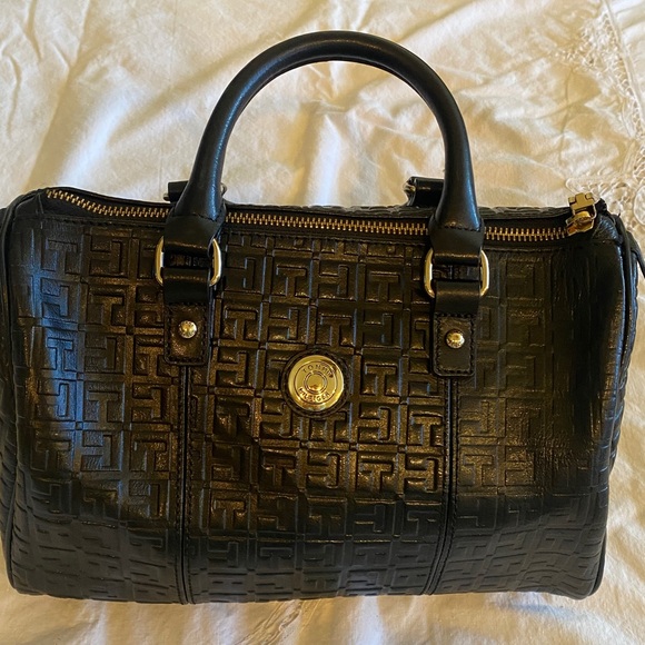 Tommy Hilfiger Black Textured Bag with Gold Accent - Picture 1 of 6
